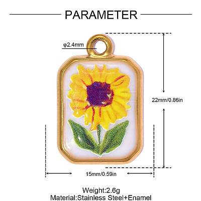 Printed 304 Stainless Steel with Enamel Pendants SA-OY002-80G-1