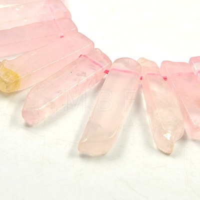 Irregular Strip Natural Rose Quartz Graduated Beads Strands G-P064-13-1