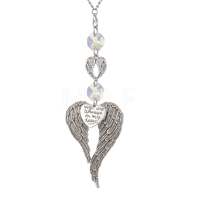 Tibetan Style Alloy Angel Wing Hanging Suncatchers HJEW-JM04610-1