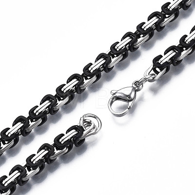 Two Tone 201 Stainless Steel Byzantine Chain Bracelet for Men Women BJEW-S057-86B-01-1