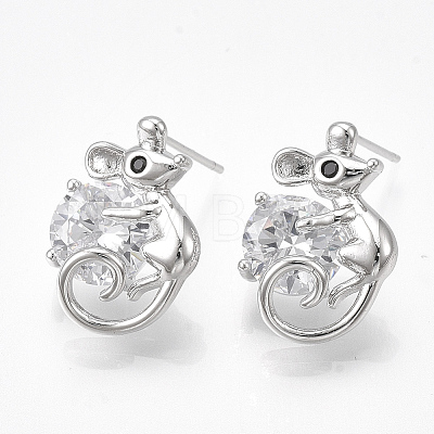 Brass Stud Earrings KK-T038-497P-1