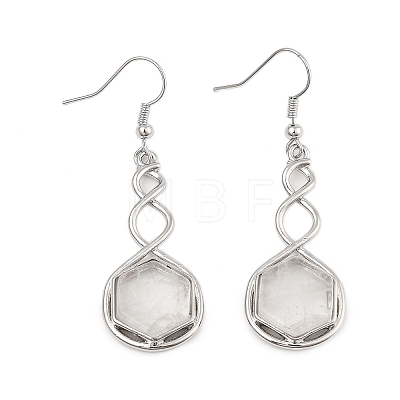 Hexagon Natural Quartz Crystal Dangle Earrings EJEW-K298-01P-02-1