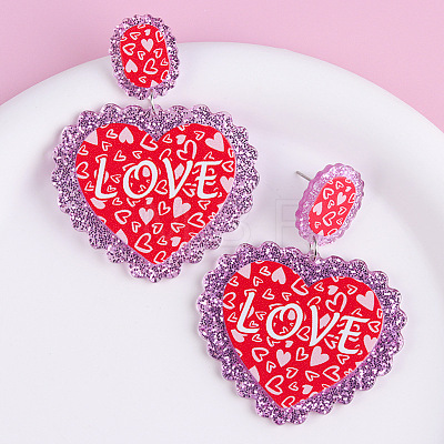 Valentine's Day Acrylic Dangle Stud Earrings FS-WG3830D-05-1