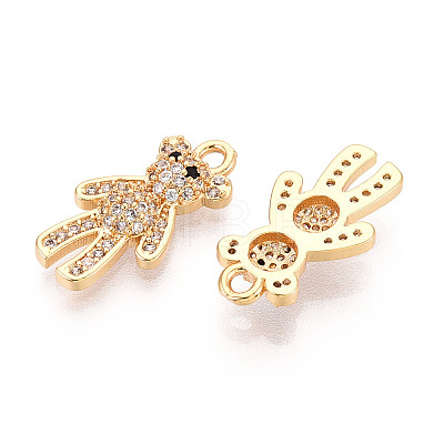 Brass Micro Pave Clear Cubic Zirconia Pendants KK-T078-02G-01-1