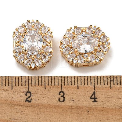 Oval Brass Micro Pave Cubic Zirconia Beads KK-U037-04G-01-1