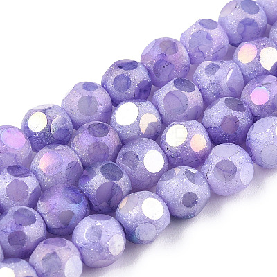 Opaque Frosted Glass Beads Strands EGLA-N006-076D-1