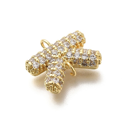 Brass Micro Pave Cubic Zirconia Links KK-I717-04K-1