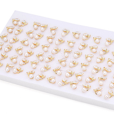 Brass Natural Pearl Stud Earrings PEAR-N020-06T-1
