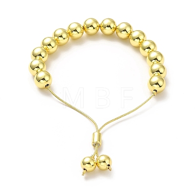 Rack Plating Brass Round Bead Slider Bracelets for Women BJEW-M232-01G-D-1