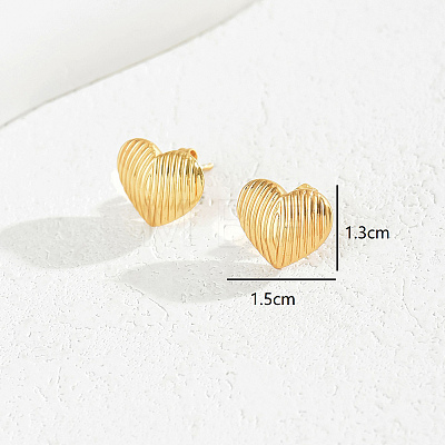 Romantic Striped Heart Stainless Steel Stud Earrings JJ3371-2-1