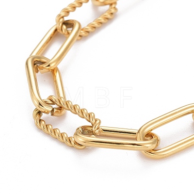 304 Stainless Steel Paperclip Chain Bracelets X-BJEW-F412-02G-1