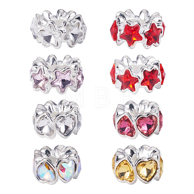 8Pcs 2 Styles Alloy Rhinestone European Beads FIND-TA0010-84-1