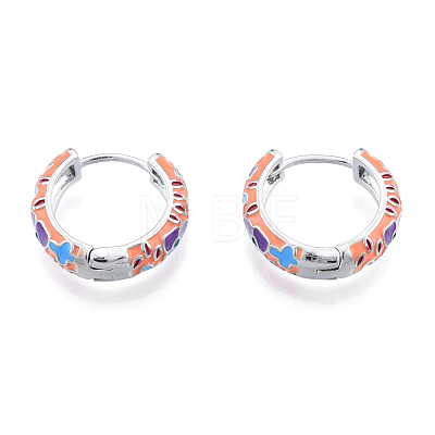 Colorful Enamel Flower Hoop Earrings EJEW-N011-105P-1