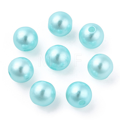 Spray Painted ABS Plastic Imitation Pearl Beads OACR-T015-05B-08-1