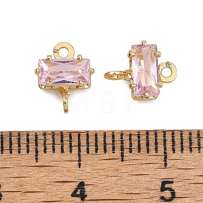 SHEGRACE Brass Pave Cubic Zirconia Rectangle Connector Charms XGRQ2O964-438B-G-1