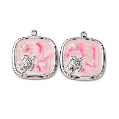304 Stainless Steel Enamel Pendants STAS-P406-25C-P-1