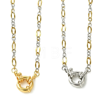 2Pcs 2 Colors 3MM Two Tone 304 Stainless Steel Figaro Chain Necklaces NJEW-JN06465-1