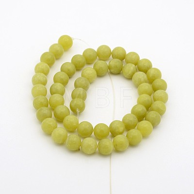 Natural Olive Jade Round Bead Strands G-P070-34-7mm-1