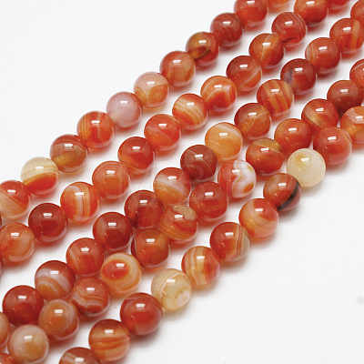 Natural Red Agate Bead Strands X-G-G880-05-8mm-1
