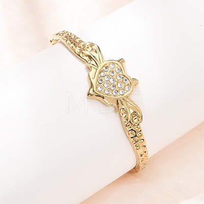 Halloween 304 Stainless Steel Crystal Rhinestone Heart Bat Open Hinged Bangles for Women SA-CBA7A40-06G-1