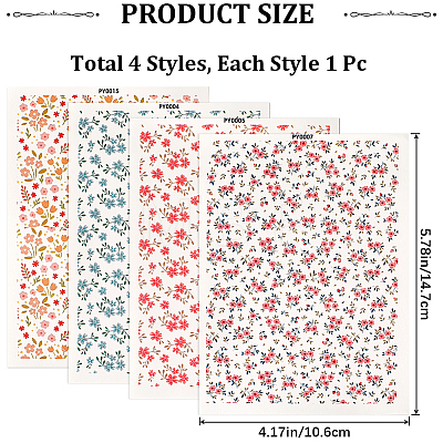 CRASPIRE 8 Sheets 4 Style Flower Pattern Ceramics Clay Water Transfer Paper DIY-CP0010-36A-02-1