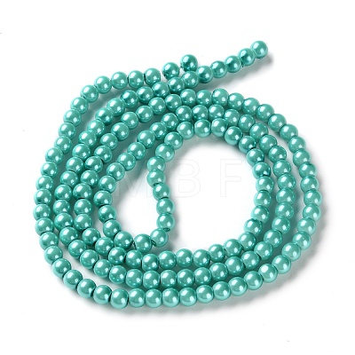 Baking Paint Pearlized Glass Pearl Round Bead Strands HY-XCP0001-18-1