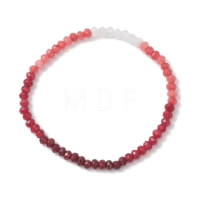 Dyed Natural Malaysia Jade Rondelle Beads Stretch Bracelets for Women BJEW-JB13042-02-1