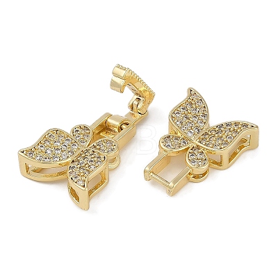 Brass Micro Pave Clear Cubic Zirconia Fold Over Clasps FIND-U017-15G-1