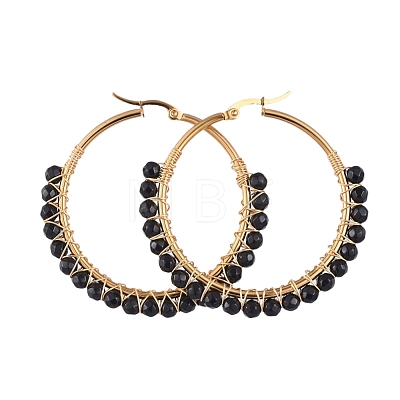 Beaded Hoop Earrings X-EJEW-JE03830-04-1