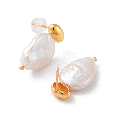Teardrop Natural Pearl Stud Earrings for Women EJEW-E303-31G-1