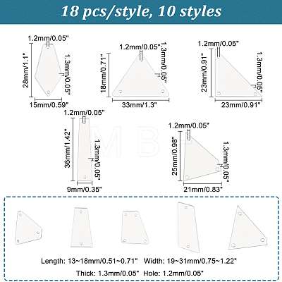   180Pcs 10 Style Sew On Mirror Rhinestones DIY-PH0013-73-1