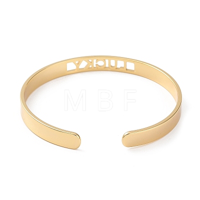 Rack Plating Brass Open Cuff Bangles for Women BJEW-M303-02B-G-1