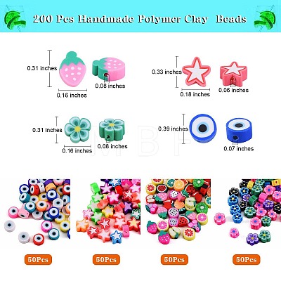200Pcs 4 Styles Handmade Polymer Clay Beads CLAY-SZ0001-54-1