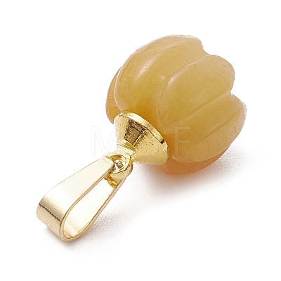 Natural Yellow Aventurine Pumpkin Charms with Golden Tone 304 Stainless Steel Snap on Bails PALLOY-JF02349-02-1