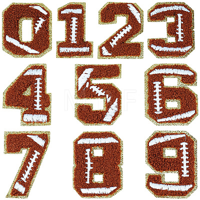 1Bag Sport Theme Number 0~9 Embroidery Cloth Iron on/Sew on Patches PATC-CY0001-65A-1