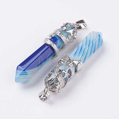 Natural Striped Agate/Banded Agate Big Pointed Pendants G-G738-A-27-1