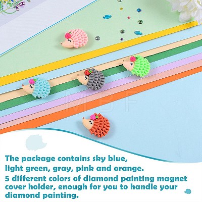 5Pcs 5 Colors Hedgehog Plastic Diamond Painting Magnet Cover Holder AJEW-SZ0001-97-1