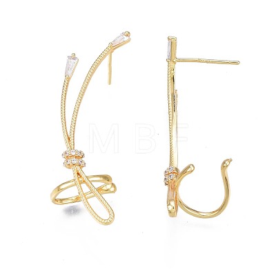Cubic Zirconia Wrapped Knot Stud Earrings EJEW-N012-42-1