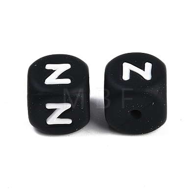 20Pcs Black Cube Letter Silicone Beads 12x12x12mm Square Dice Alphabet Beads with 2mm Hole Spacer Loose Letter Beads for Bracelet Necklace Jewelry Making JX433Z-1