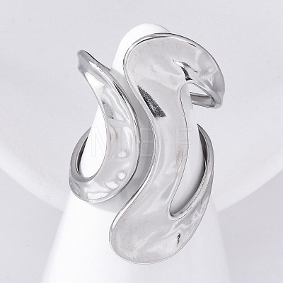 304 Stainless Steel Open Cuff Rings for Women RJEW-F174-08P-1