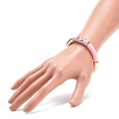 Acrylic Curved Tube Beaded Stretch Bracelet for Women BJEW-JB08437-03-1