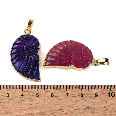 Natural Agate Crystal Electroplate Conch Pendants G-F168-14-M-1