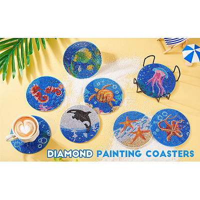 5D DIY Diamond Painting Cup Mat Kits DIY-TAC0021-09C-1