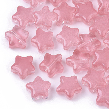 Transparent Spray Painted Glass Beads X-GLAA-N035-01-A03-1