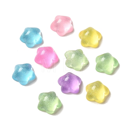 Transparent Resin Decoden Cabochons with Glitter Powder RESI-E053-08F-1