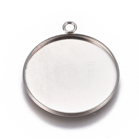 Non-Tarnish 304 Stainless Steel Pendant Cabochon Settings STAS-G127-13-25mm-P-1