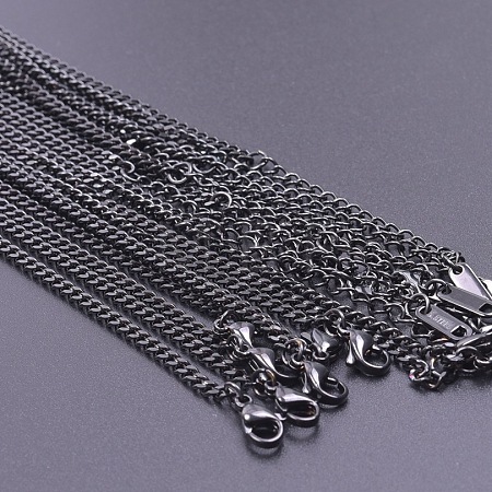 304 Stainless Steel 3mm Curb Chain Necklaces OT4459-4-1