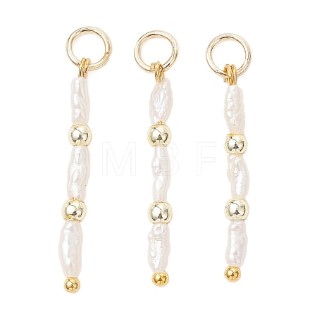 Natural Baroque Keshi Pearl & Electroplate Synthetic Non-magnetic Hematite Beaded Pendants PALLOY-JF05012-01-1