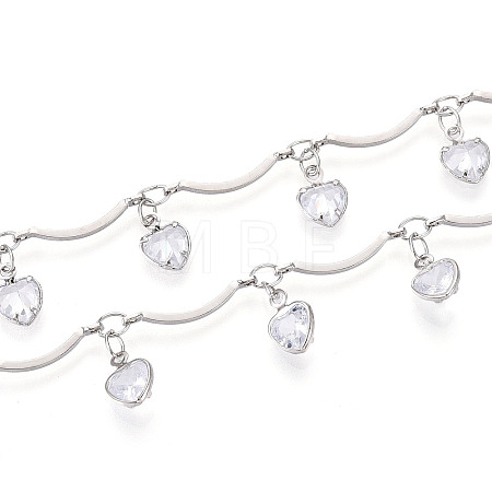 Brass Glass Scalloped Bar Chains CHC-T018-08P-1