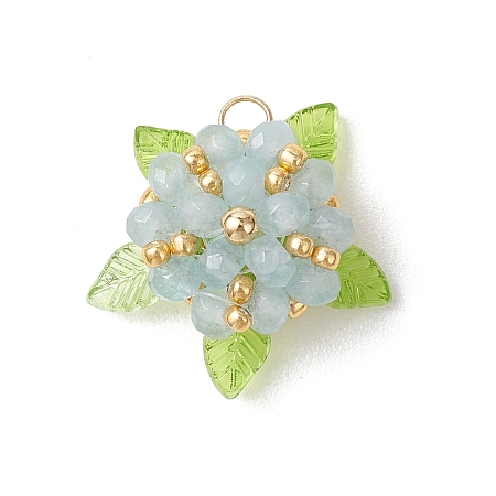 Dyed Natural Malaysia Jade & Glass Beaded Pendants PALLOY-MZ01265-05-1